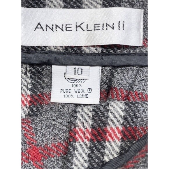 Vintage Y2K Anne klein Women’s Plaid Pleated Wool Wrap Skirt. Size: 10 - Picture 6 of 7